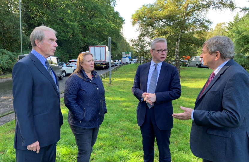 Michael Gove and Cllrs at A322 junction with M3